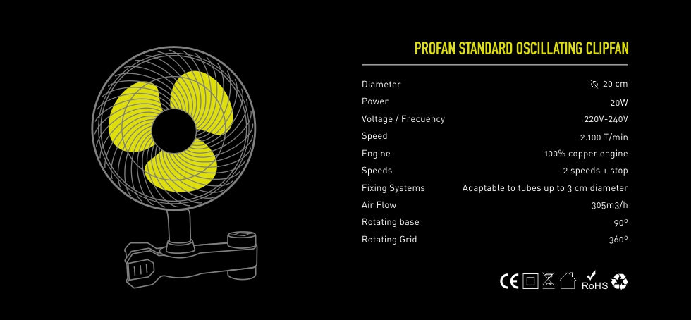 VENTILADOR CLIP FAN 20CM 20W GARDEN HIGH PRO