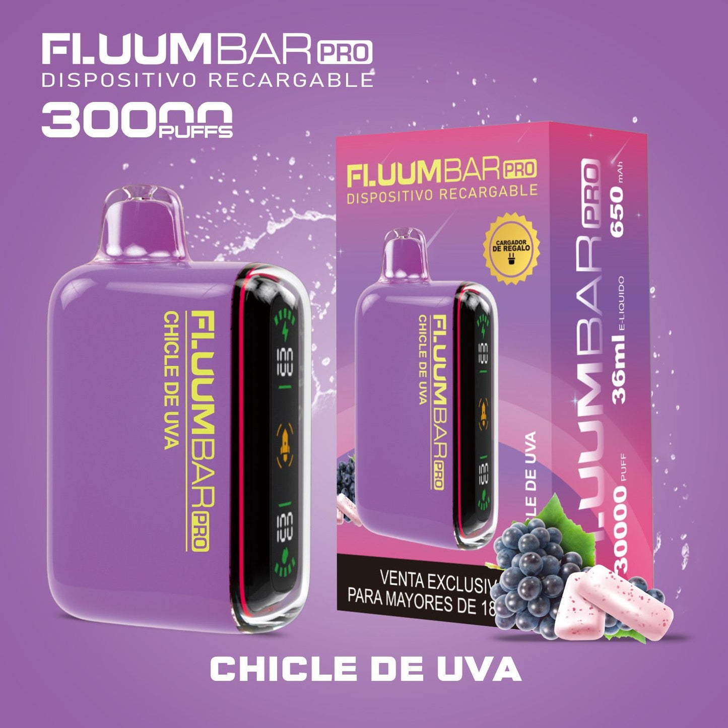 VAPORIZADOR CHICLE DE UVA 30000PUFF FLUUMBAR