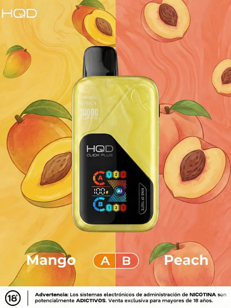VAPORIZADOR CLICK PLUS 30000 DOBLE SABOR MANGO/PEACH - HQD-3
