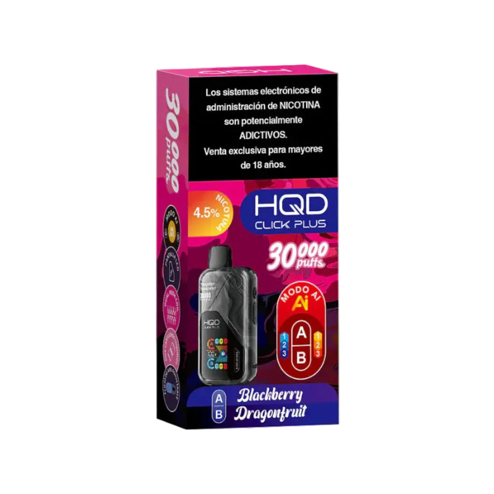 VAPORIZADOR CLICK PLUS 30000 DOBLE SABOR BLACKBERRY/DRAGONFRUIT - HQD