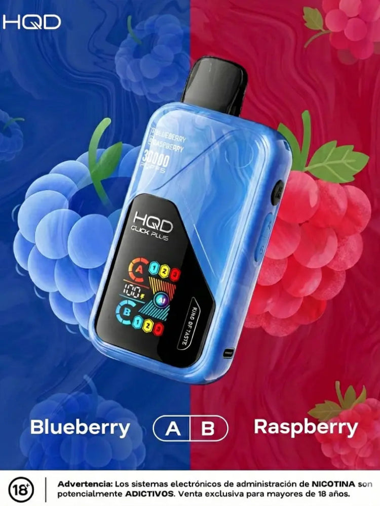 VAPORIZADOR CLICK PLUS 30000 DOBLE SABOR BLUEBERRY/RASPBERRY - HQD-3