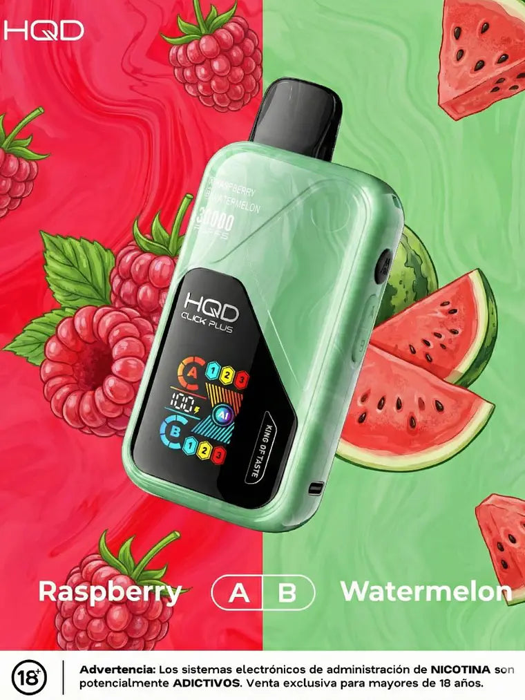 VAPORIZADOR CLICK PLUS 30000 DOBLE SABOR RASPBERRY/WATERMELON - HQD-3