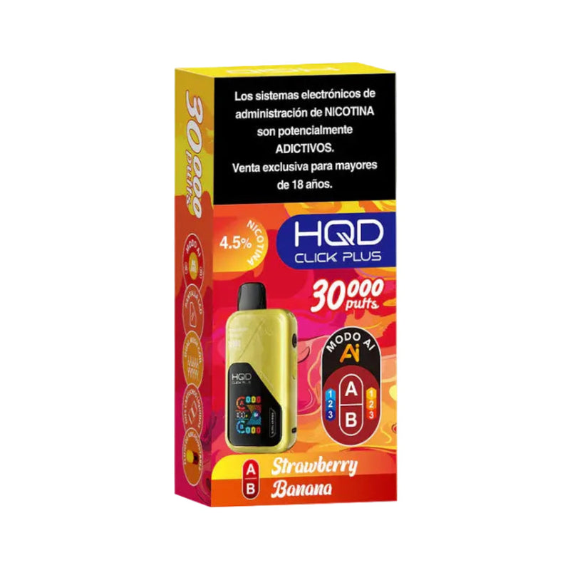 VAPORIZADOR CLICK PLUS 30000 DOBLE SABOR STRAWBERRY/BANANA - HQD-2