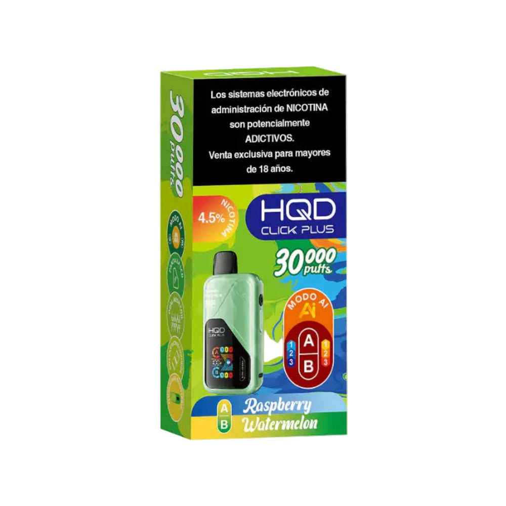 VAPORIZADOR CLICK PLUS 30000 DOBLE SABOR RASPBERRY/WATERMELON - HQD