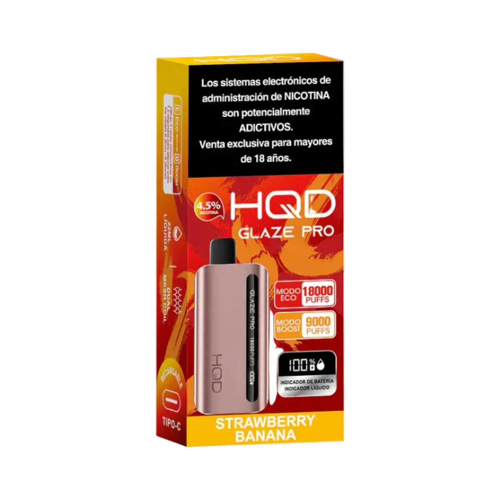 VAPORIZADOR GLAZE PRO 18000 PUFFS STRAWBERRY BANANA - HQD