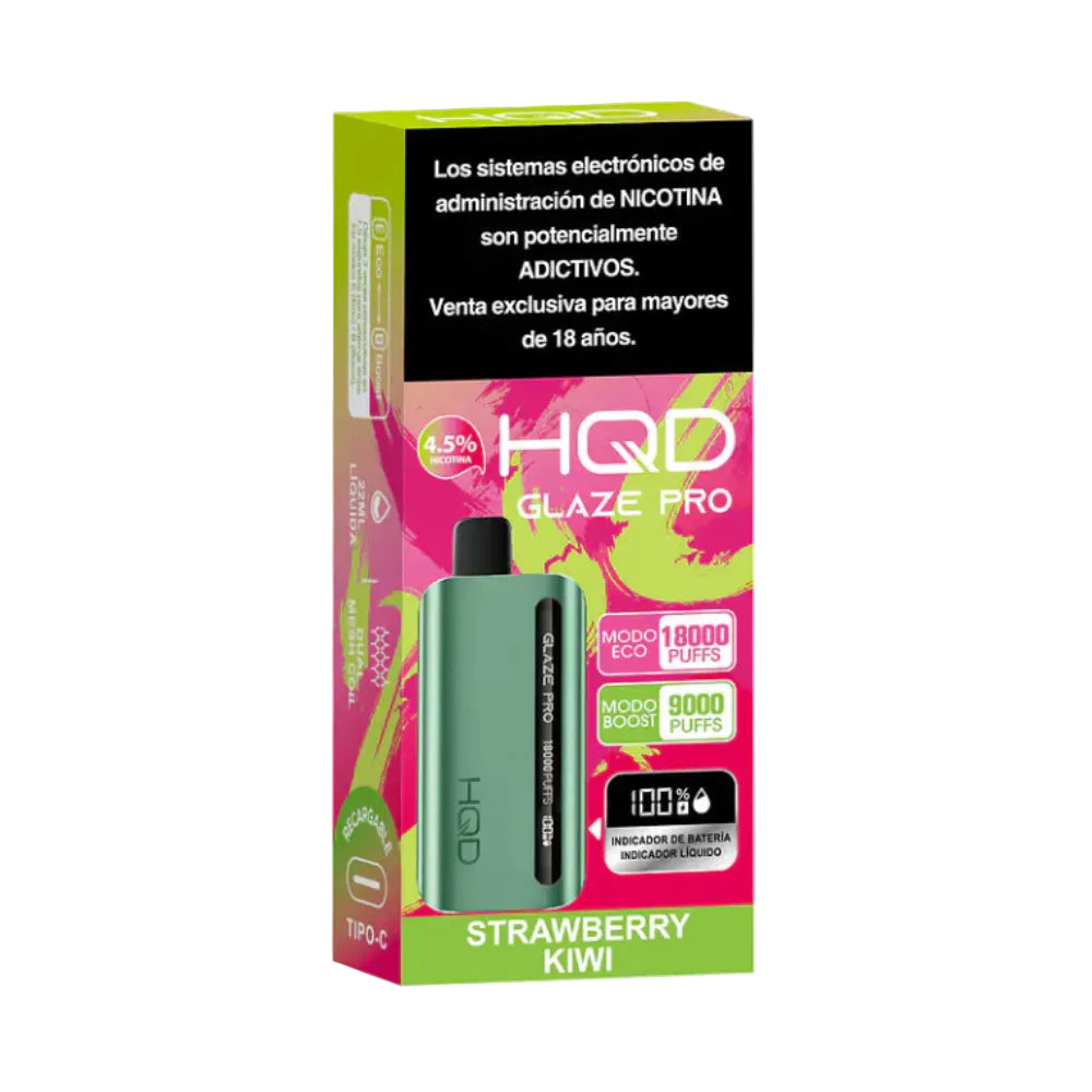 VAPORIZADOR GLAZE PRO 18000 PUFFS STRAWBERRY KIWI - HQD