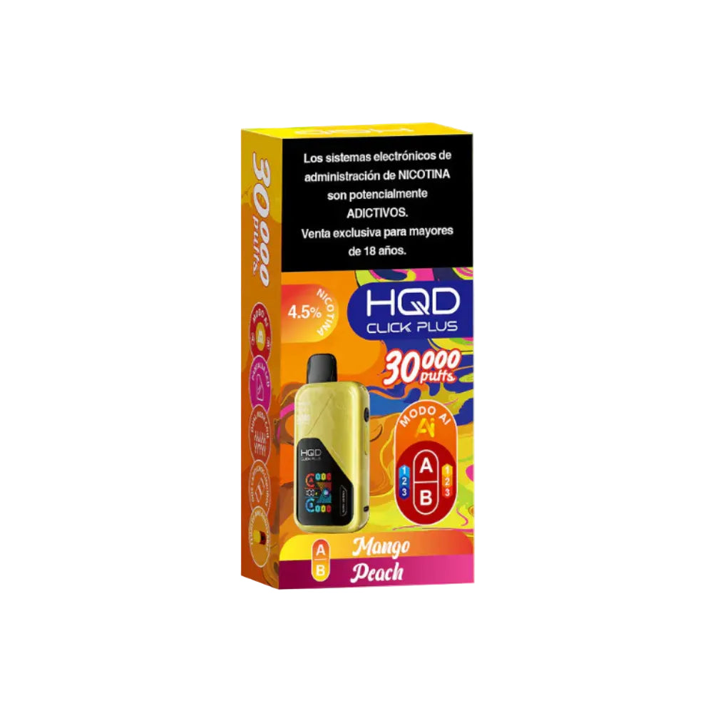 VAPORIZADOR CLICK PLUS 30000 DOBLE SABOR MANGO/PEACH - HQD