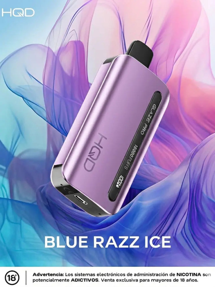 VAPORIZADOR GLAZE PRO 18000 BLUE RAZZ ICE  - HQD-3