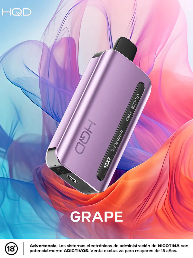 VAPORIZADOR GLAZE PRO 18000 PUFFS GRAPE - HQD-4