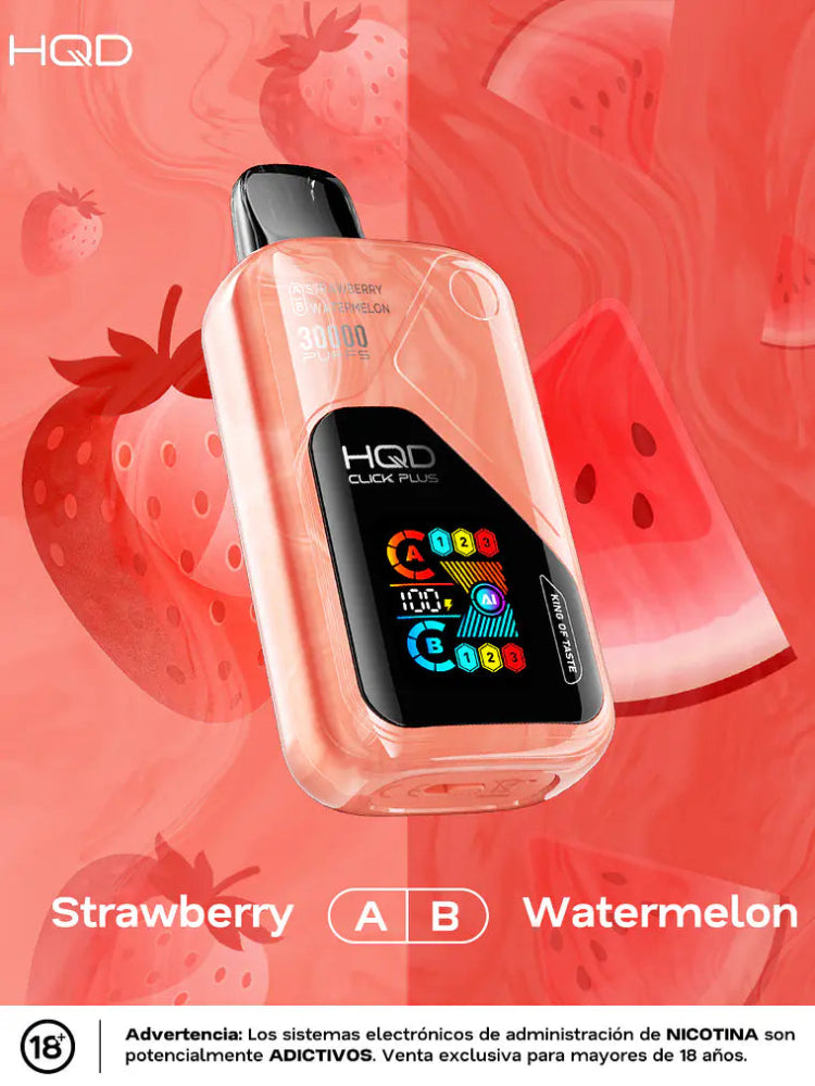 VAPORIZADOR CLICK PLUS 30000 DOBLE SABOR STRAWBERRY/WATERMELON - HQD-3
