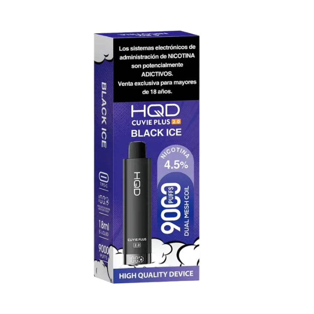 VAPORIZADOR CUVIE PLUS 9000 PUFFS BLACK ICE - HQD-2