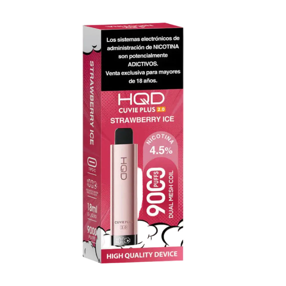 VAPORIZADOR CUVIE PLUS 9000 PUFFS STRAWBERRY ICE - HQD