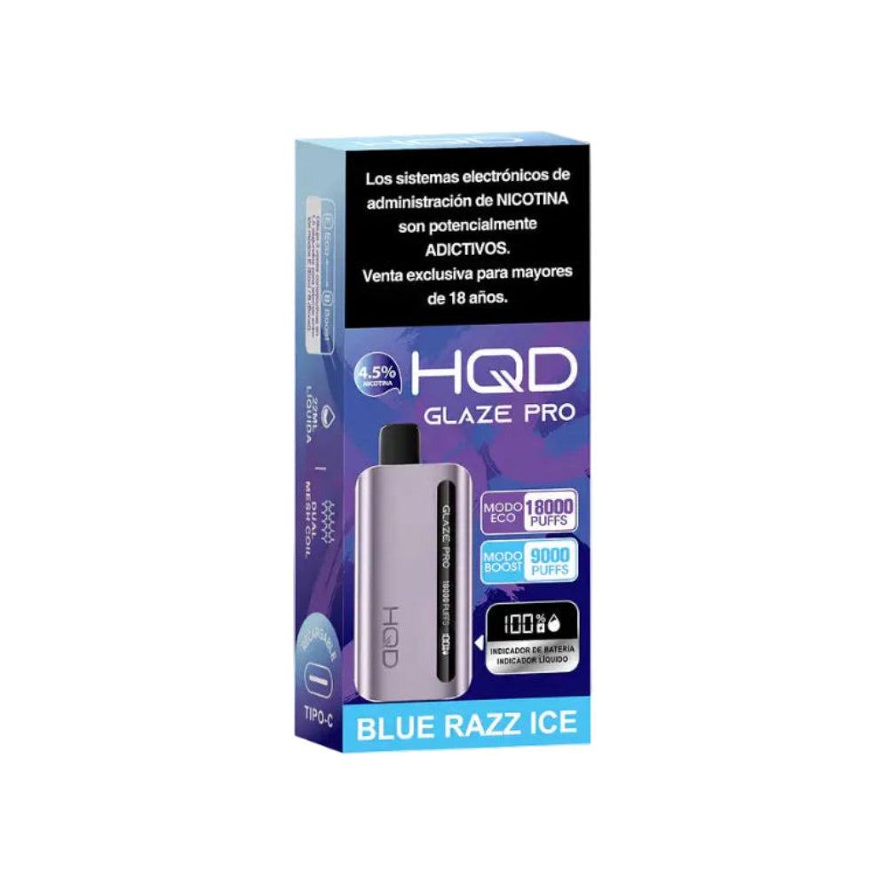 VAPORIZADOR GLAZE PRO 18000 BLUE RAZZ ICE  - HQD-2