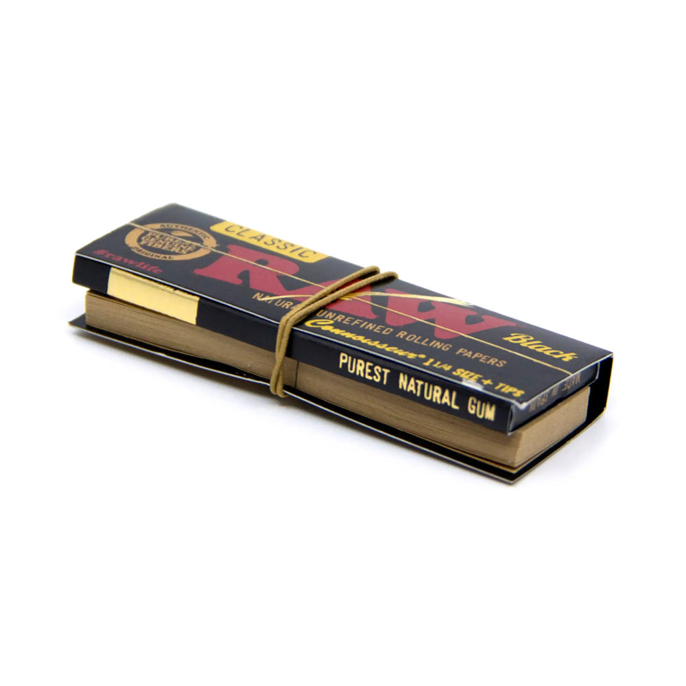 PAPELLILLOS + TIPS CONNOISSEUR BLACK 1 1/4 - RAW
