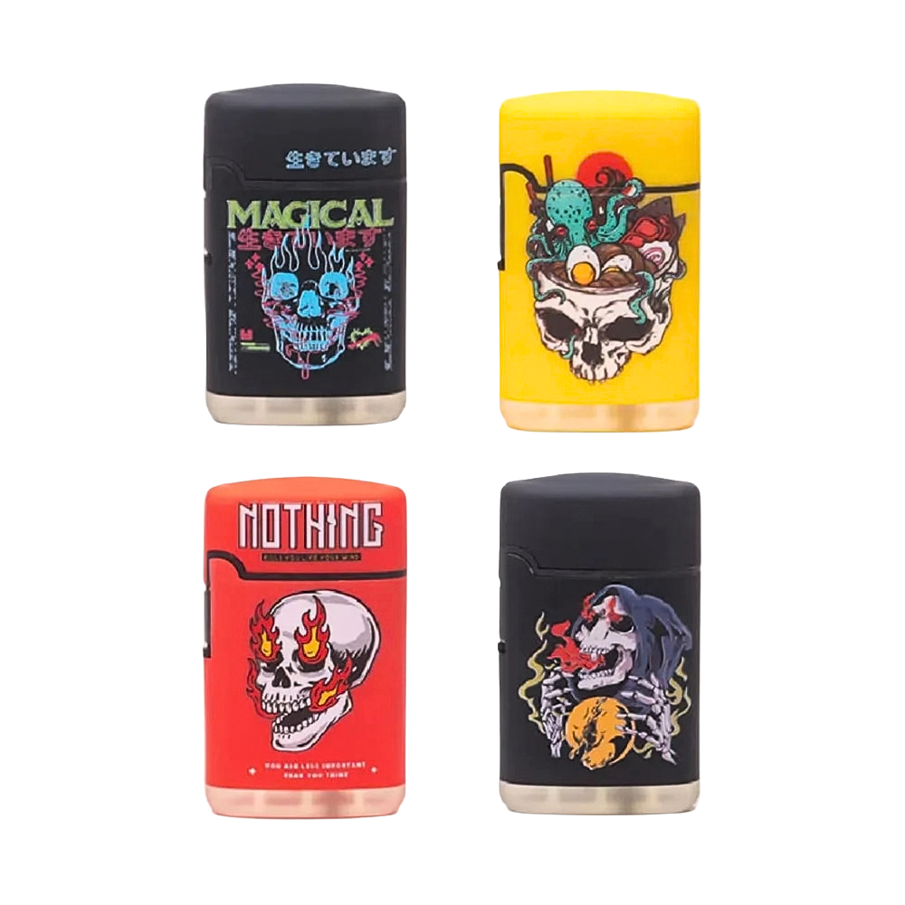 ENCENDEDOR CLASSIC RUBBER SKULL & ROSES - SPECIAL BLUE