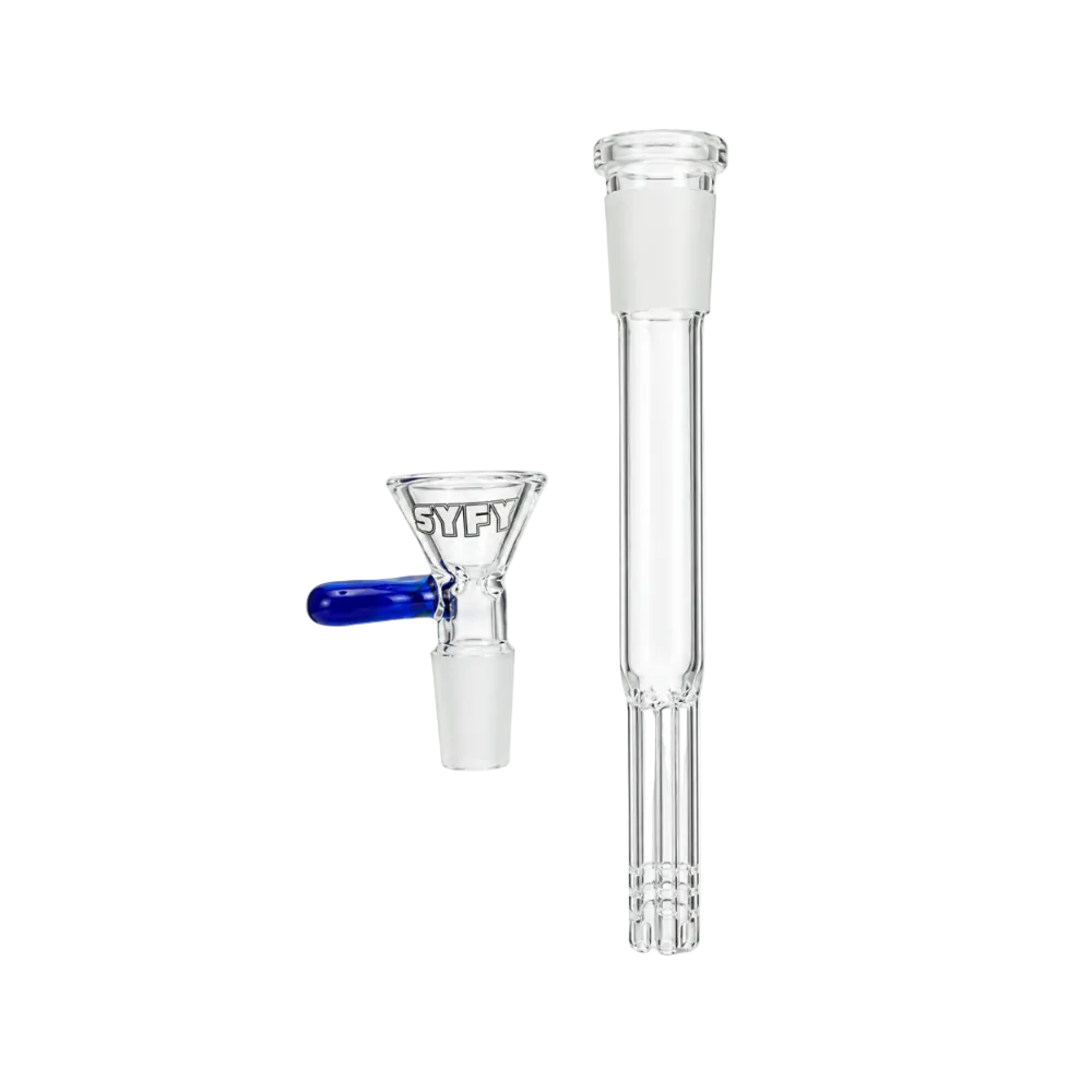 BONG SYFY DOUBLE TREE PERC BEAKER 9MM BLUE - CALVO