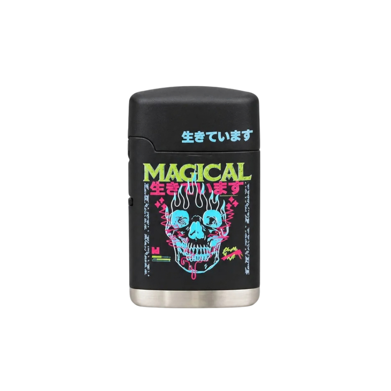 ENCENDEDOR CLASSIC RUBBER SKULL & ROSES - SPECIAL BLUE-4