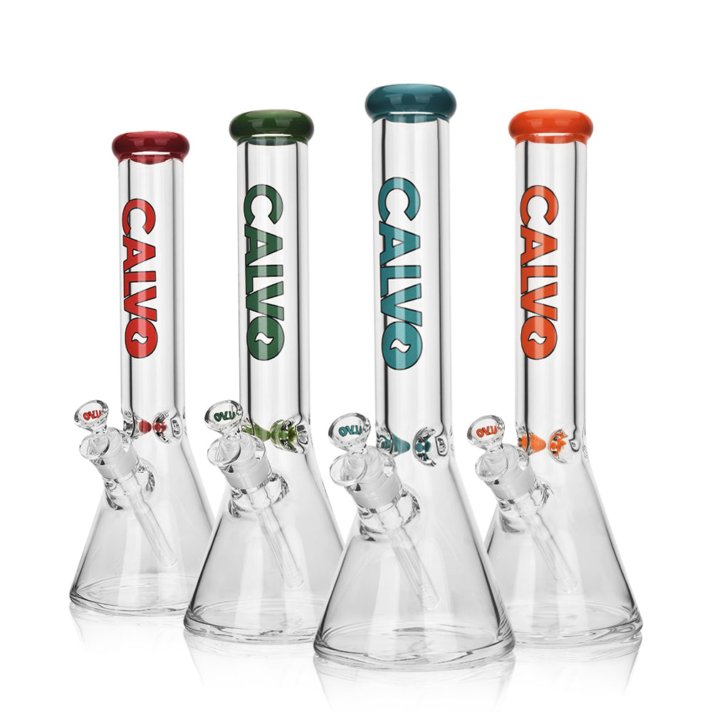BONG PREMIUM BEAKER COLOR GREEN 35CM - CALVO-2