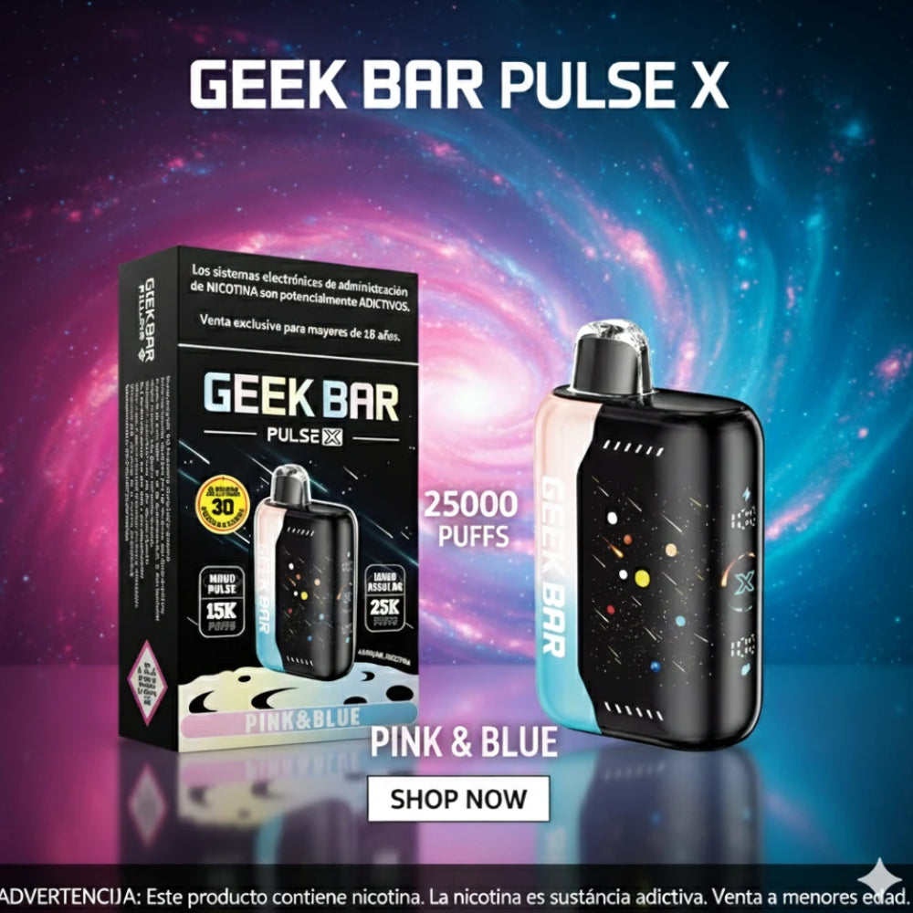 VAPORIZADOR DESECHABLE PULSE X 25000 PUFFS PINK Y BLUE - GEEK BAR
