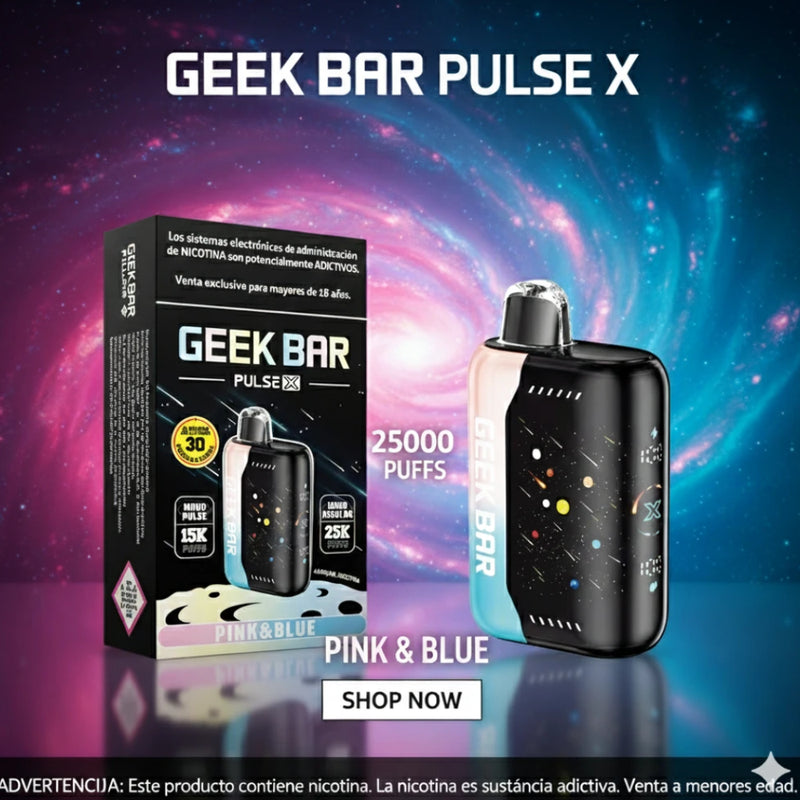 VAPORIZADOR DESECHABLE PULSE X 25000 PUFFS PINK Y BLUE - GEEK BAR-2