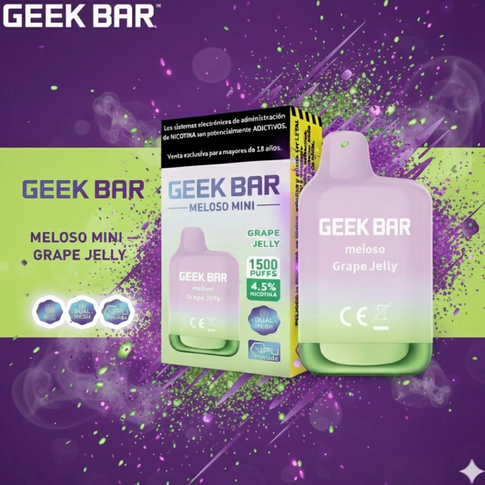 VAPORIZADOR DESECHABLE MELOSO MINI 1500 PUFFS GRAPE JELLY - GEEK BAR
