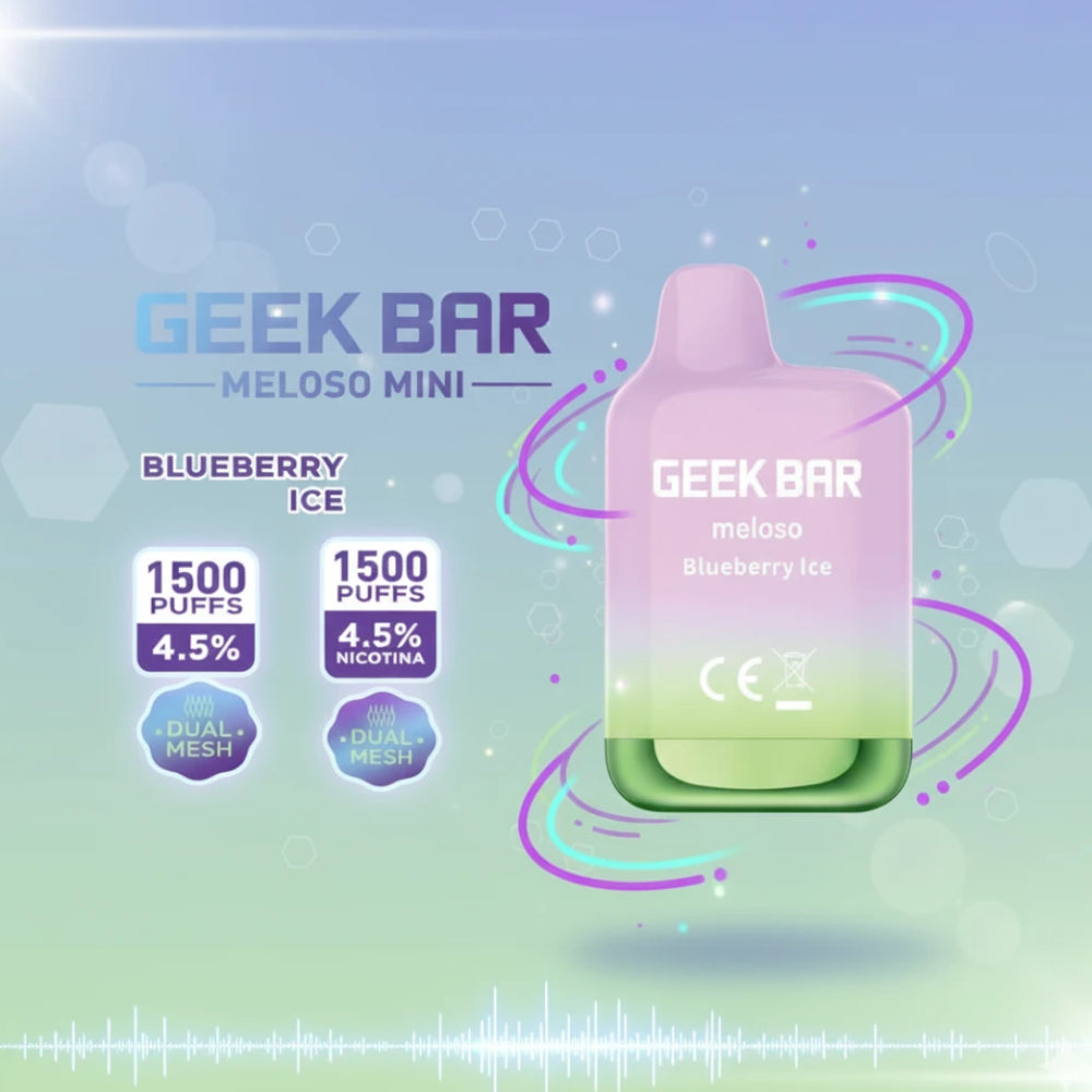 VAPORIZADOR DESECHABLE MELOSO MINI 1500 PUFFS BLUEBERRY ICE - GEEK BAR
