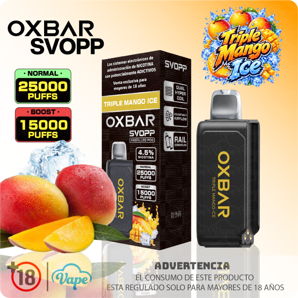 CARTUCHO SABOR TRIPLE MANGO ICE 25K PUFFS -  OXBAR SVOPP-2