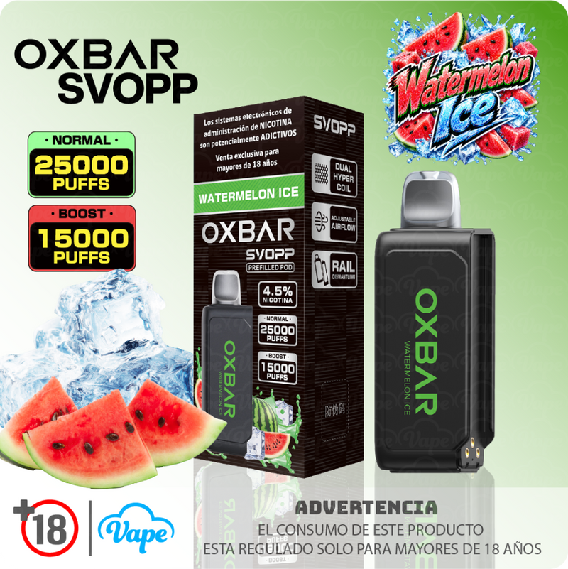 CARTUCHO SABOR WATERMELON ICE 25K PUFFS -  OXBAR SVOPP-3