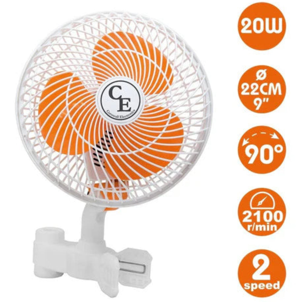 VENTILADOR DE PINZA OSCILANTE 20W - CORNWALL ELECTRONICS