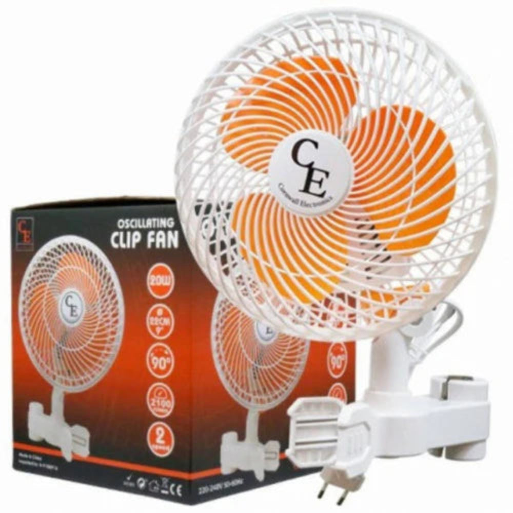 VENTILADOR DE PINZA OSCILANTE 20W - CORNWALL ELECTRONICS