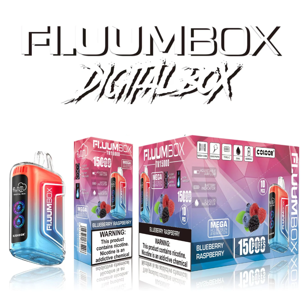VAPORIZADOR DESECHABLE FLUUMBOX 15000 PUFFS BLUEBERRY RASPBERRY
