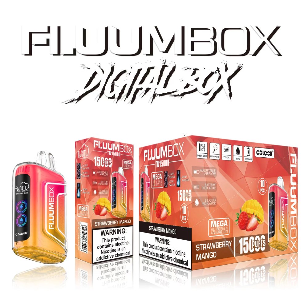 VAPORIZADOR DESECHABLE FLUUMBOX 15000 PUFFS STRAWBERRY MANGO