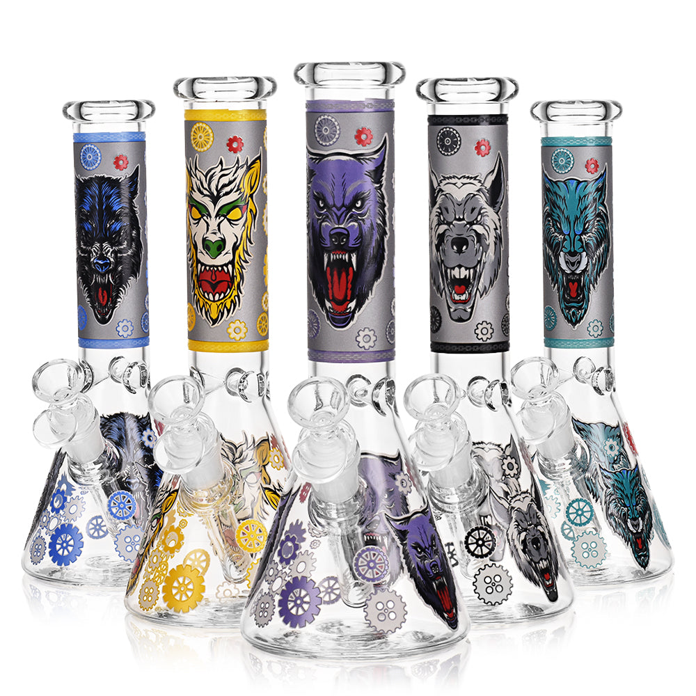 BONG BEAKER WOLF DESIGN 25CM ALTURA BLANCO