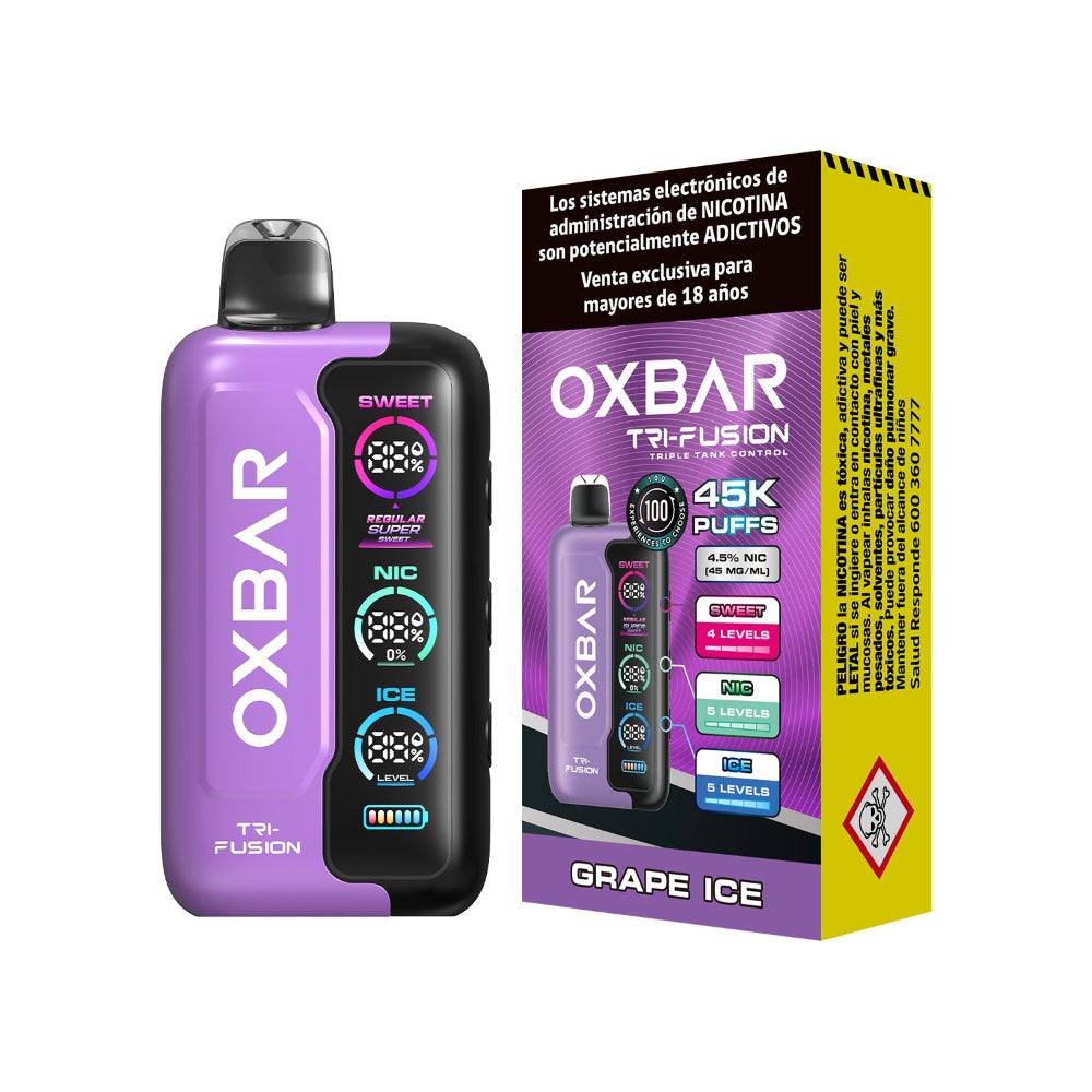 VAPORIZADOR OXBAR TRI FUSION 45K PUFFS GRAPE ICE - OXBAR