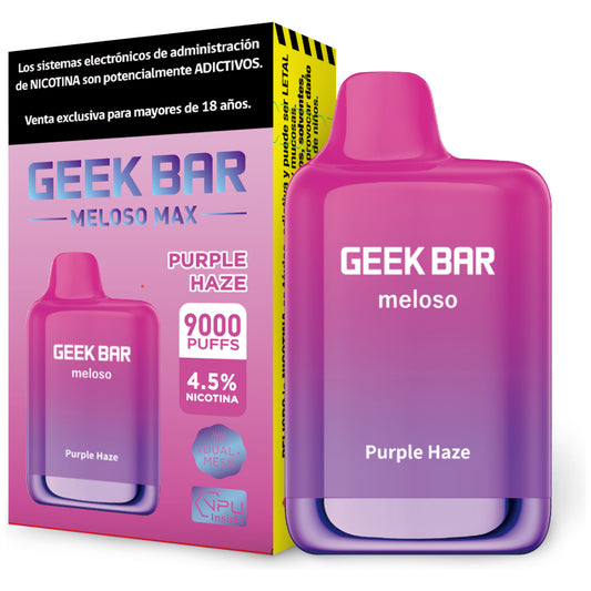 VAPORIZADOR DESECHABLE GEEK BAR MELOSO MAX 9000 PUFFS PURPLE HAZE