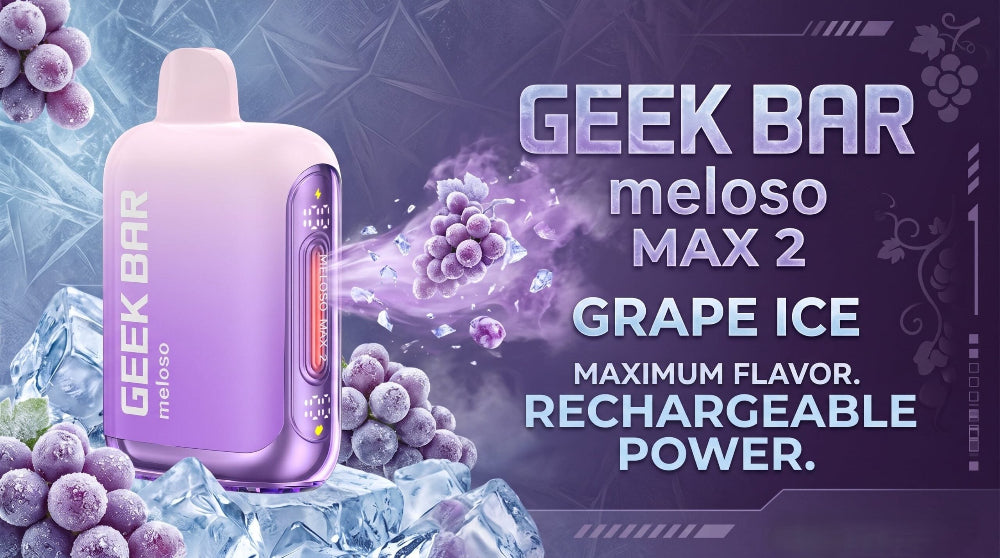 VAPORIZADOR DESECHABLE MELOSO MAX 2 / 12000 PUFFS GRAPE ICE - GEEK BAR