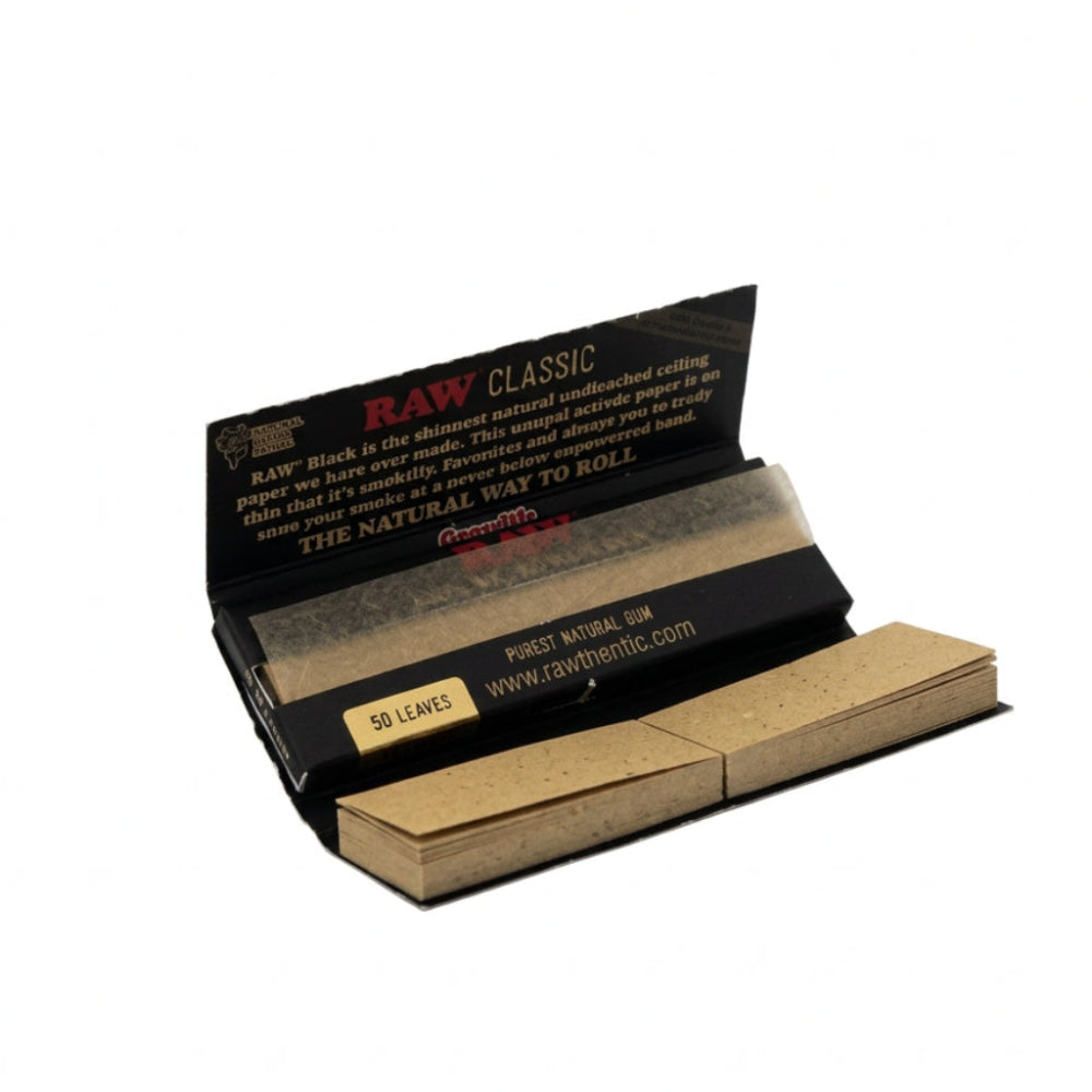 PAPELLILLOS + TIPS CONNOISSEUR BLACK 1 1/4 - RAW