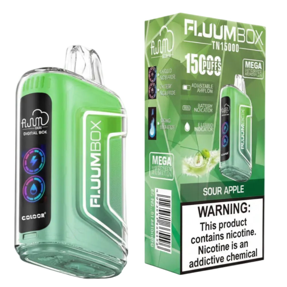 VAPORIZADOR DESECHABLE FLUUMBOX 15000 PUFFS SOUR APPLE