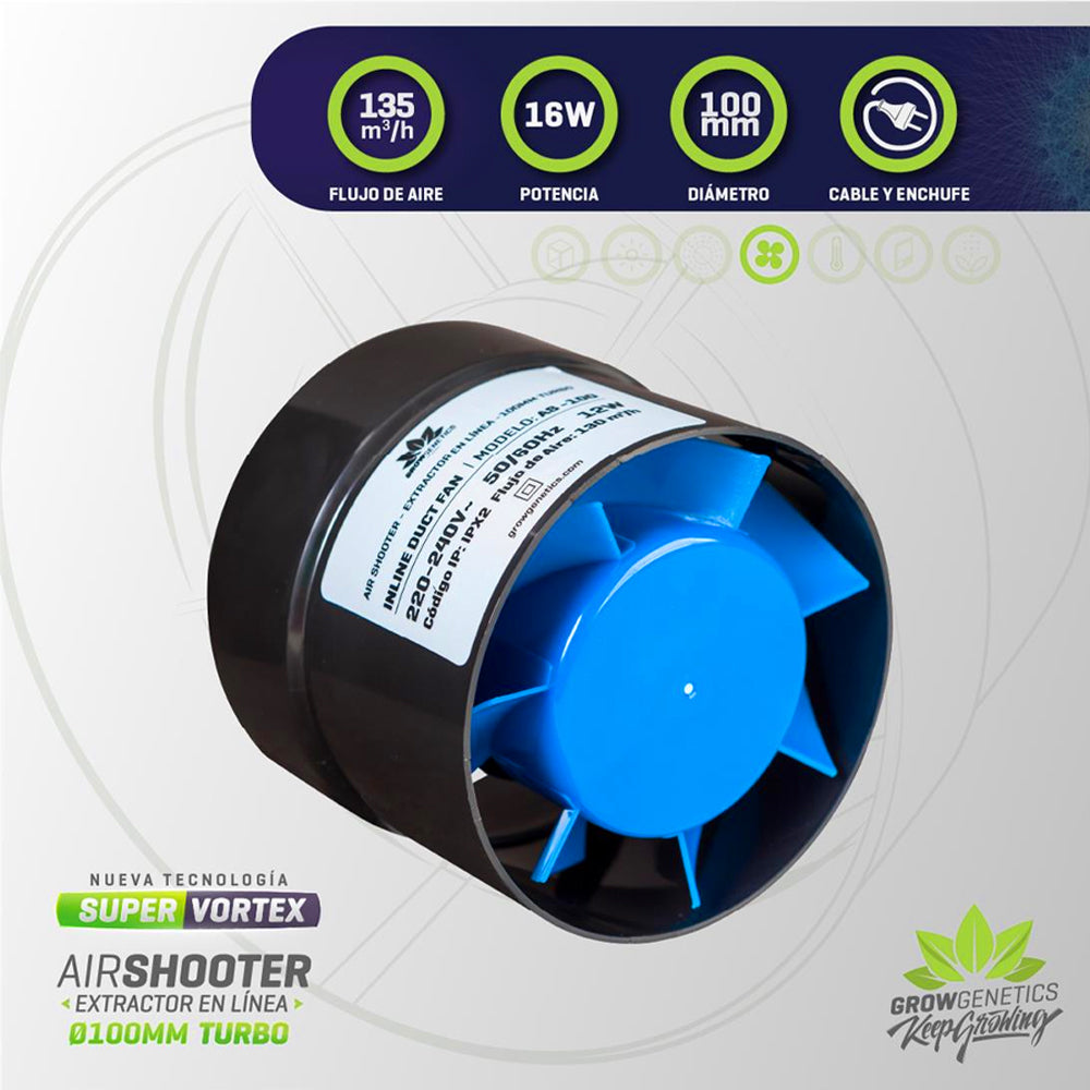 EXTRACTOR EN LINEA 100MM GROW GENETICS