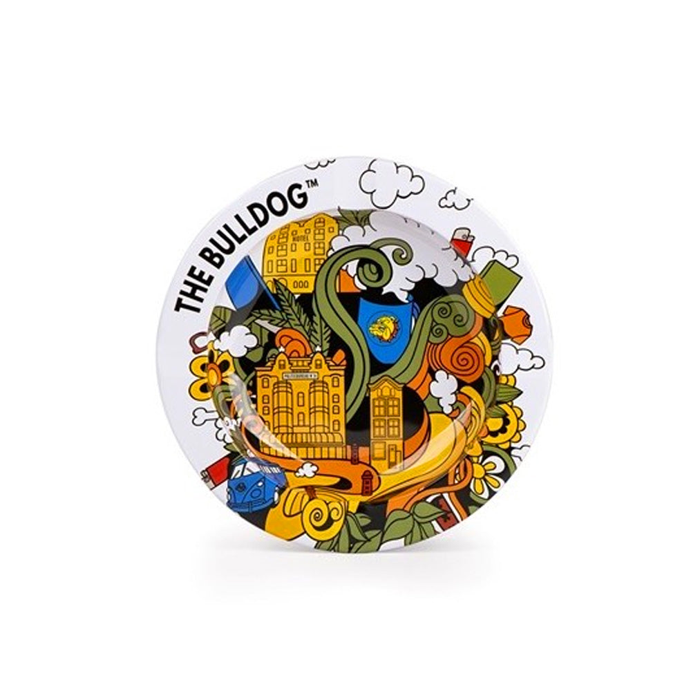 Cenicero Metalico Bulldog Blanco con diseño-1