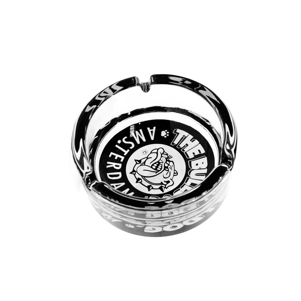 Cenicero Bulldog de vidrio blanco y negro-1